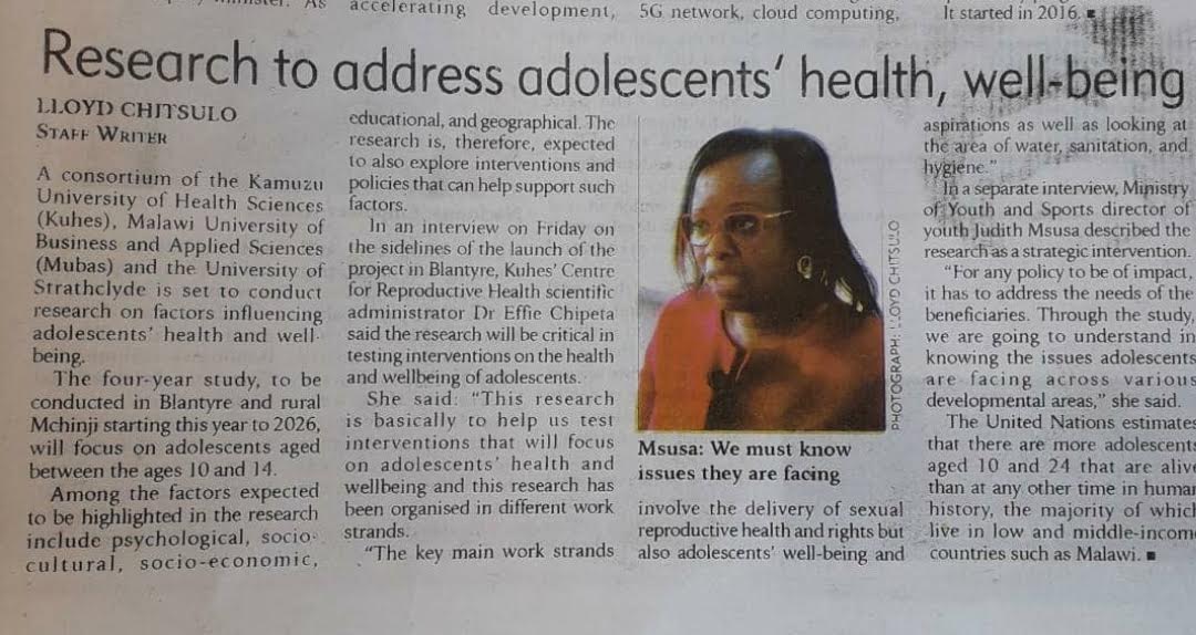 Research to address adolescents’ health, wellbeing